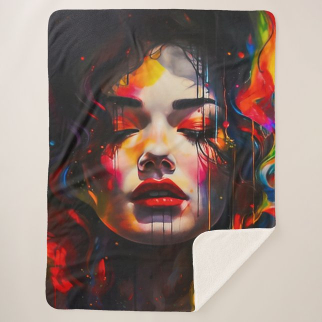 Cobertor Sherpa Retrato Surreal Negrito (Frente)