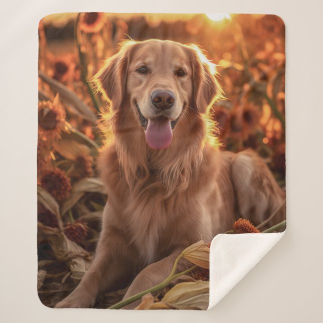Cobertor Sherpa Retriever do Ouro de outono (Frente)