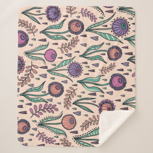 Cobertor Sherpa Retro 60s Floral: Padrão de decoração inicial