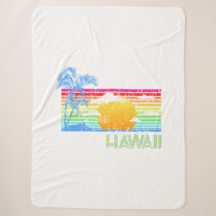 Cobertor Sherpa Retro Beach Hawaii Sunset