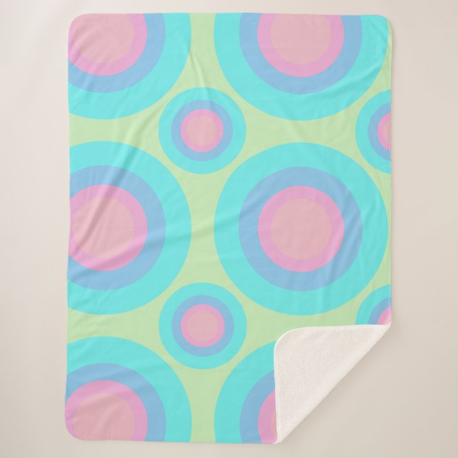 Cobertor Sherpa Retro de padrão geométrico (Frente)