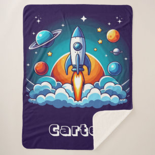 Cobertor Sherpa Retro, foguete espacial