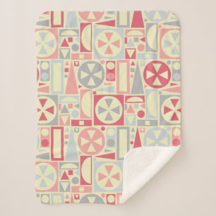 Cobertor Sherpa Retro Geométrico Pink Moderno do século 1950