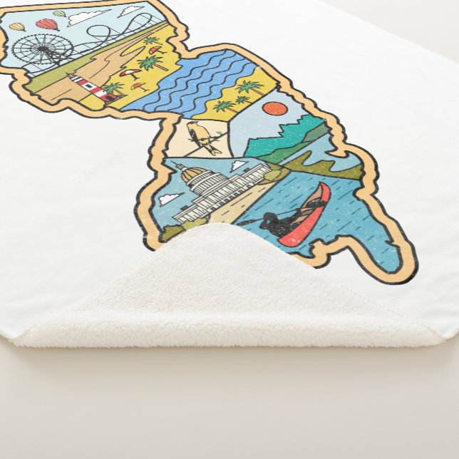 Cobertor Sherpa Retro New Jersey Cape May Atlantic City Souvenir (3/4)