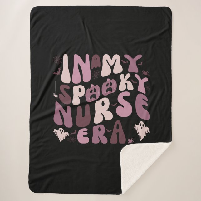 Cobertor Sherpa Retrô No Dia das Bruxas Da Era Da Enfermeira Spook (Frente)