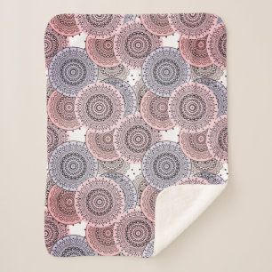 Cobertor Sherpa Retro, padrão retrô, bege, cinza elegante