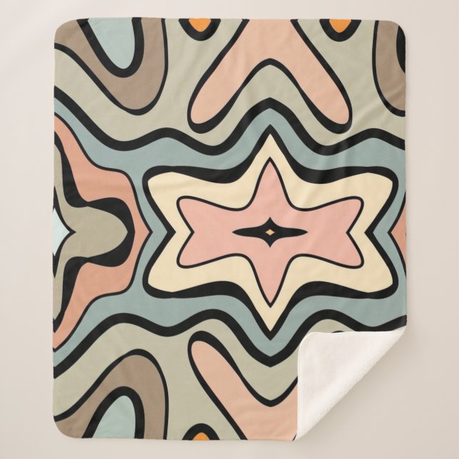 Cobertor Sherpa Retro Starburst Abstract Art Throw Blanket (Frente)
