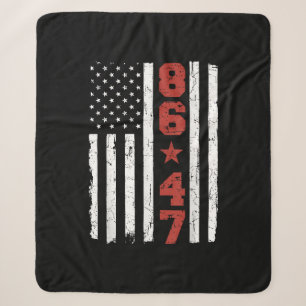 Cobertor Sherpa Retro Vintage EUA Flag 86 47 Anti Trump
