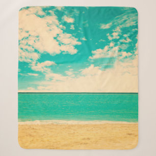 Cobertor Sherpa Retrorna praia, retrô, poster, foto, fundo