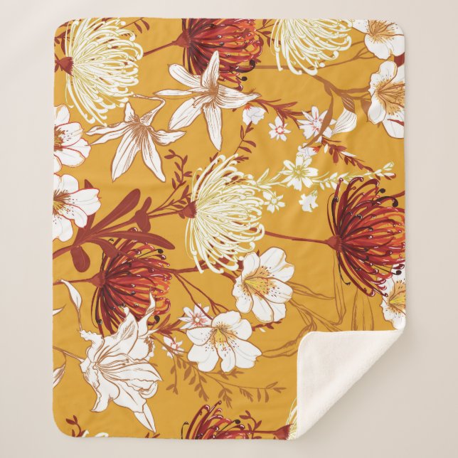 Cobertor Sherpa Retrospectiva Sangrenta: Arte Floral Inacabada (Frente)