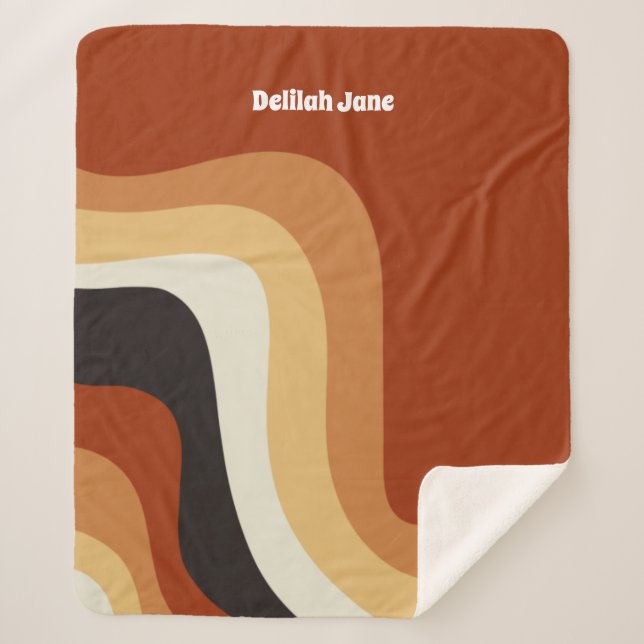 Cobertor Sherpa Retrovisor Laranja dos anos 70 Personalizado (Frente)