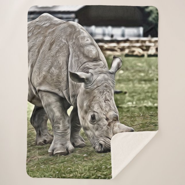 Cobertor Sherpa Rhino Pintado (Frente)