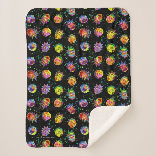 Cobertor Sherpa RICK E MORTY™ | Padrão de espiral psicodélico (Frente)