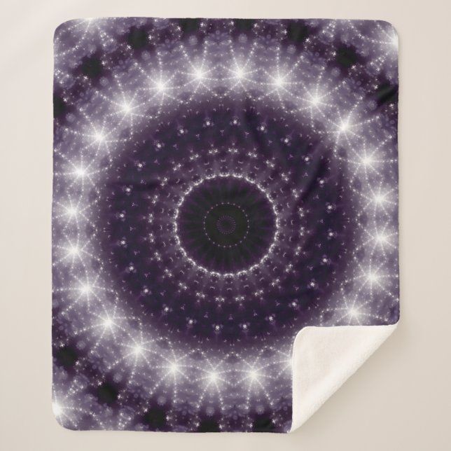 Cobertor Sherpa Rico Delicar Lace redondo preto e branco (Frente)