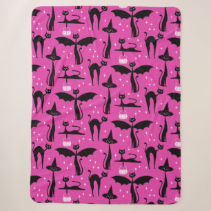 Cobertor Sherpa Rico MCM Halloween Vestir Gatos Minimalistas Rosa