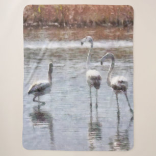 Cobertor Sherpa Riscar Uma Pose Flamingo Watercolor