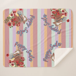 Cobertor Sherpa riscas de sorriso de papoila