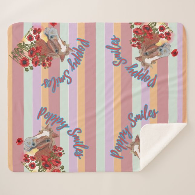 Cobertor Sherpa riscas de sorriso de papoila (Frente (Horizontal))