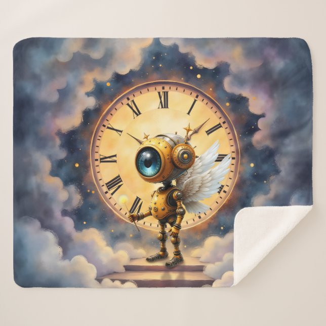 Cobertor Sherpa Robby the Winged Timekeeper – Wings of Time Series (Frente (Horizontal))