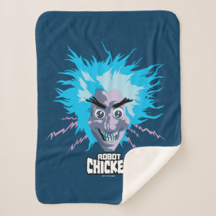 Cobertor Sherpa Robot Chicken Head Graphic