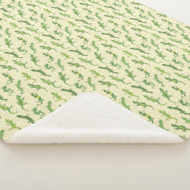 Cobertor Sherpa Rock Escalando Geckos em amarelo - padrão perfeito