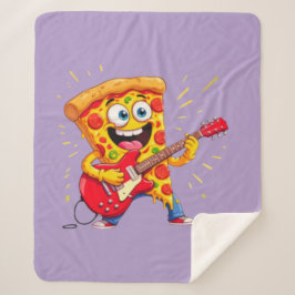 Cobertor Sherpa **Rock ’n’ Roll Pizza – Funny Guitar-Playing Slice