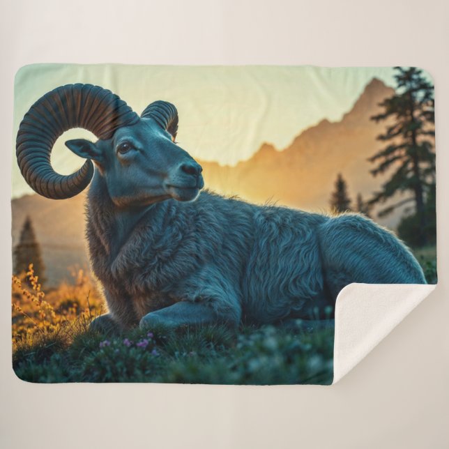 Cobertor Sherpa Rocky Mountain Sheep (Frente (Horizontal))