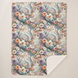 Cobertor Sherpa Roios Florais Whimsical em Pastel