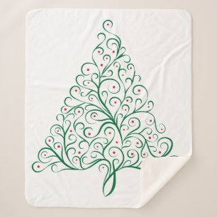 Cobertor Sherpa Rolar árvore de Natal brilhante em vermelho e verd