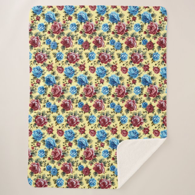 Cobertor Sherpa Romantic Cute Elegant Botanical Nature Pattern (Frente)