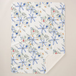 Cobertor Sherpa Romantic purple botanical wallpaper