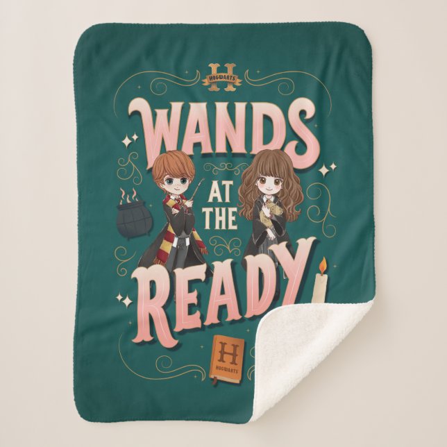 Cobertor Sherpa Ron & Hermione Wands no Ready (Frente)