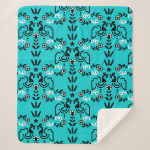 Cobertor Sherpa Rooster Cockerel Nordic Scandinavian Folart