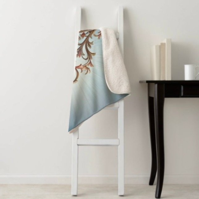 Cobertor Sherpa Rosa Barroca  (A warm throw blanket with an elegant floral design. )