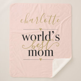 Cobertor Sherpa Rosa Beije e Dourado Personalizado Melhor Mãe do M