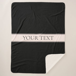 Cobertor Sherpa Rosa claro Blush Stripe e Texto Editável Elegante