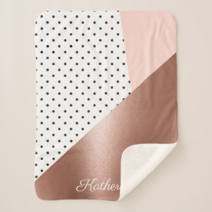 Cobertor Sherpa Rosa Dourado e pontos