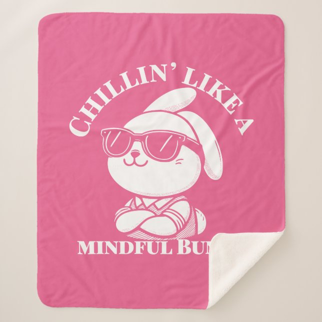 Cobertor Sherpa Rosa "Mindful Bunny" Cozy (Frente)