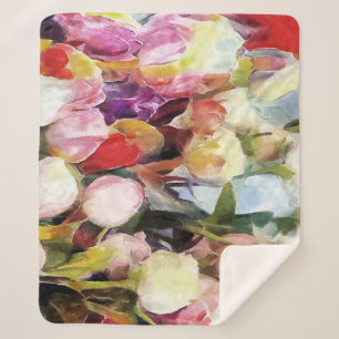Cobertor Sherpa Rosa moderno Tulipa Buquê: pintura a óleo de Abstr