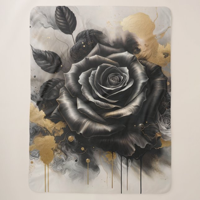 Cobertor Sherpa Rosa preto e Dourado (Frente)