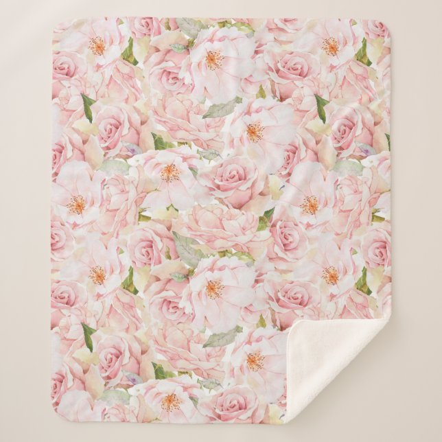 Cobertor Sherpa Rosa Rosa Rosa Romântica (Frente)