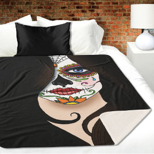 Cobertor Sherpa Rosa Sugar Skull