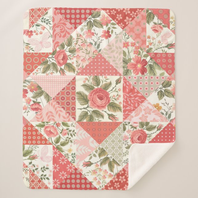 Cobertor Sherpa Rosas Borboletas Sem Fios (Frente)
