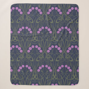 Cobertor Sherpa Rosas Cor-de-Rosa Art Nouveau e Caules Sinuosos