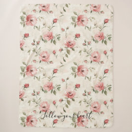 Cobertor Sherpa Rosas Cor-de-Rosa Floral