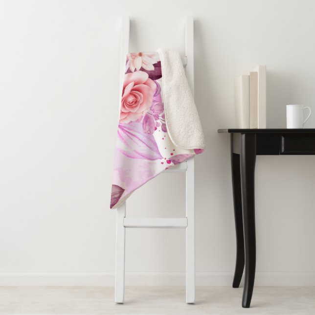 Cobertor Sherpa Rosas de Aquarela 4 (In Situ)