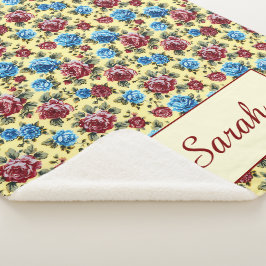 Cobertor Sherpa Rosas Românticos Personalizados Vintage