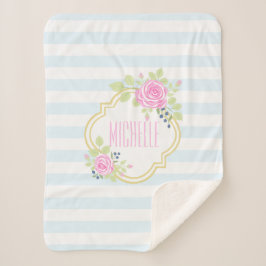 Cobertor Sherpa Rosas rosa-branca-monograma Blueberry Sherpa Blank