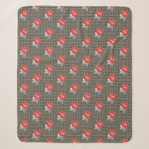 Cobertor Sherpa Rosas rosa vintage e padrão xadrez inglês