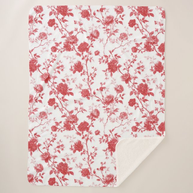 Cobertor Sherpa Rosas Vermelhas Floral (Frente)